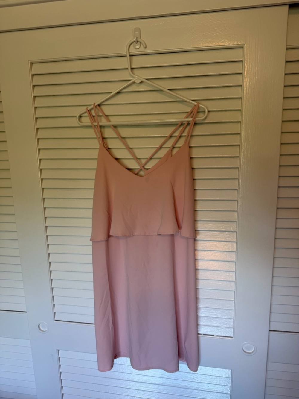 Everly Blush Pink Double-Strap Mini Slip Dress
